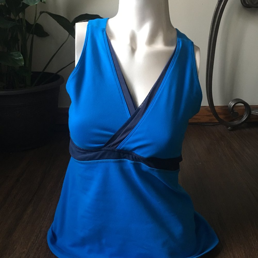 Blue Fabric and Mesh Lululemon Tank Top